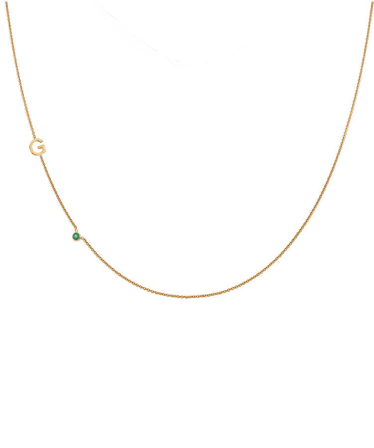 Letter + Birthstone Kette