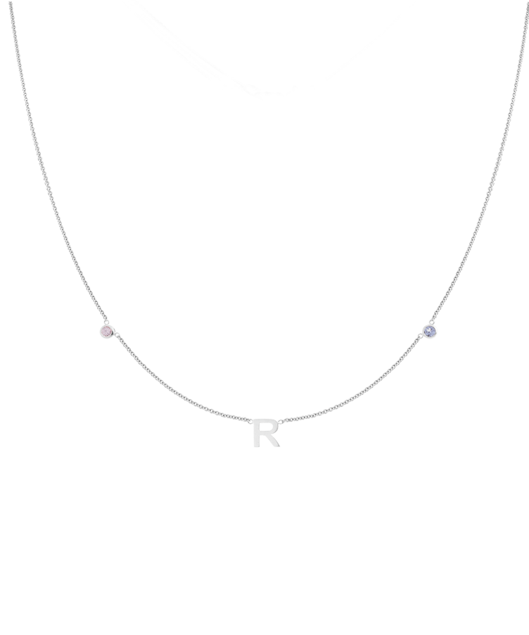 Kids Letter + Birthstone Necklace