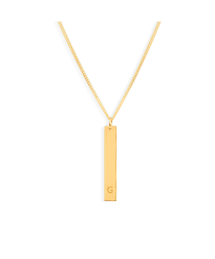 Men Bar Initial Necklace