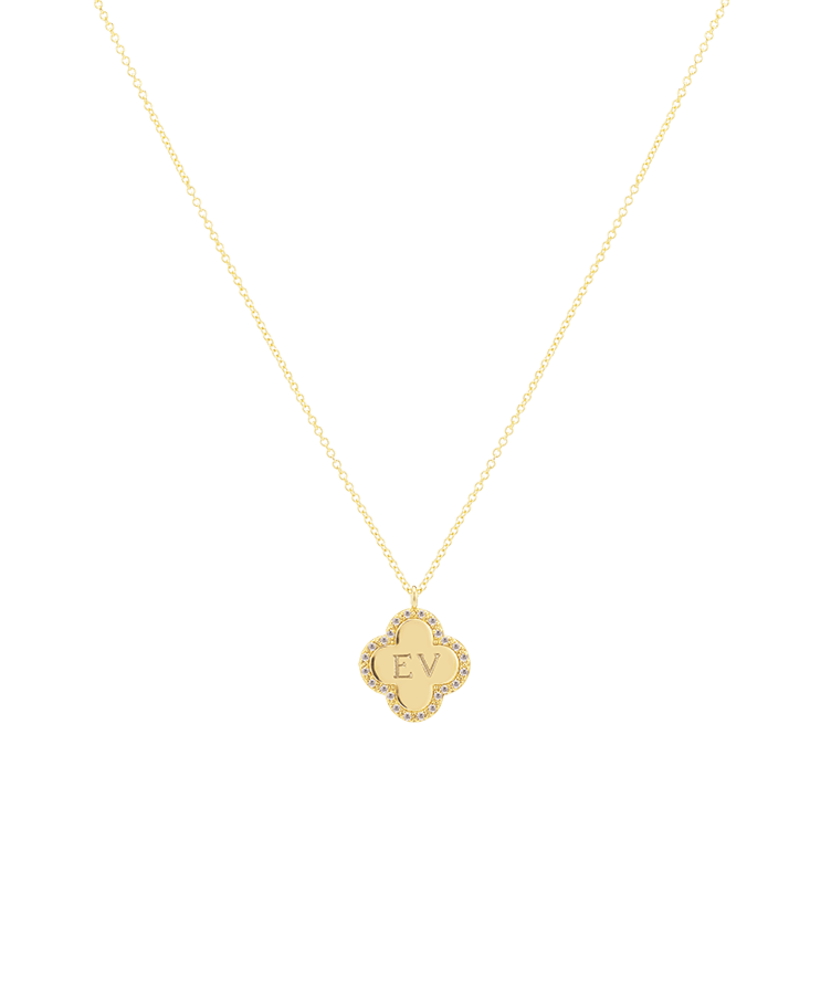 Pavé Initial Clover Necklace