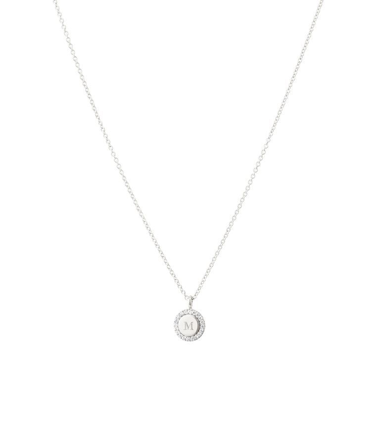 Tiny Pavé Initial Coin Ketting