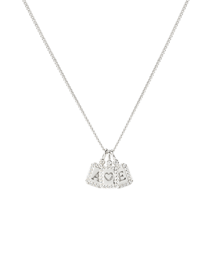 Tiny Pavé Initial Tag Ketting